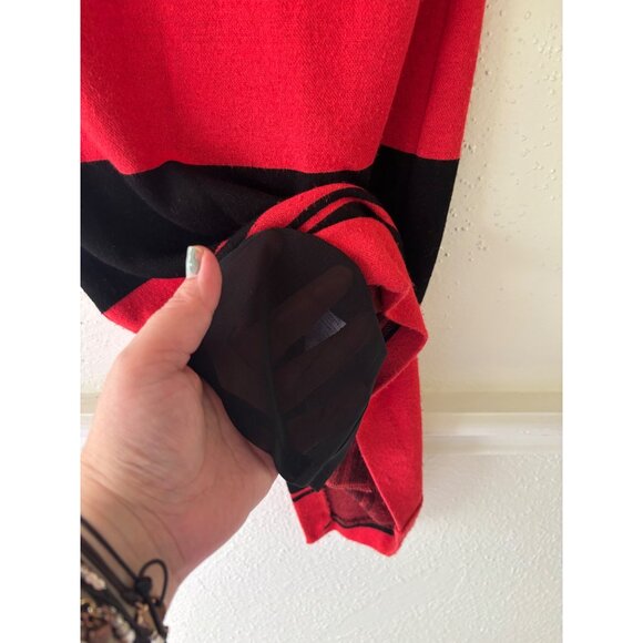 Tracy Reese Red Black Striped Runway Knit Dress With Beaded Neckline Detailed - Picture 10 of 15